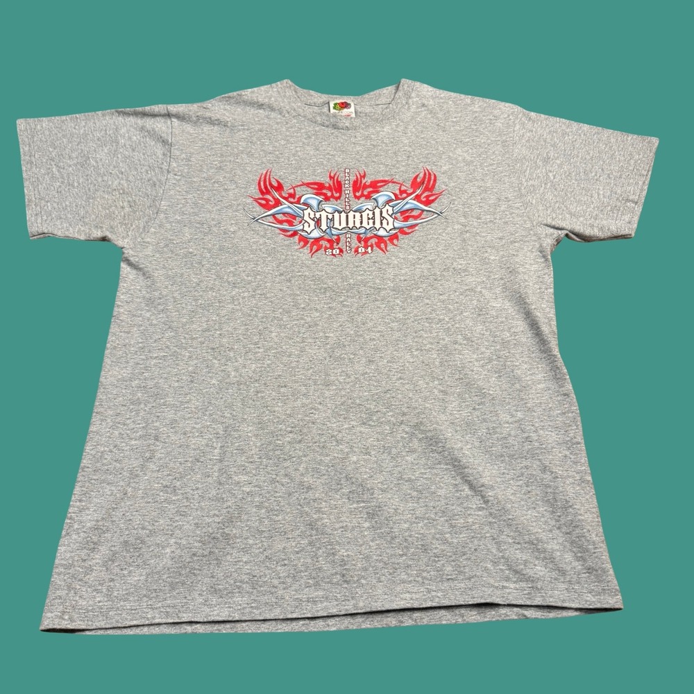 2004 Sturgis Rally T Shirt Large Gray Biker Motorcycle Graphic Y2K Vintage